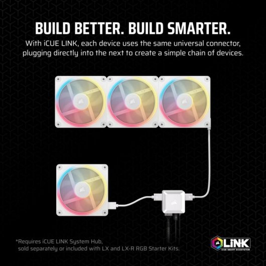 Corsair iCUE LINK LX140-R RGB Ventilador Suplementario PWM 140mm Blanco