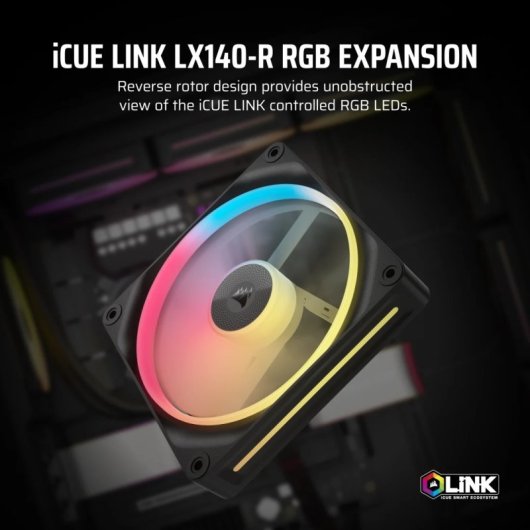 Corsair iCUE LINK LX140-R RGB Ventilador Suplementario PWM 140mm Negro