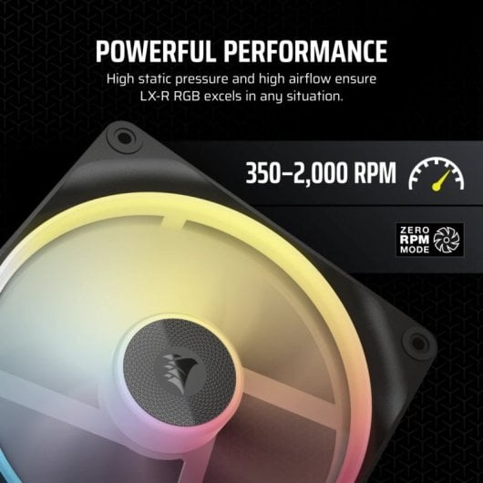 Corsair iCUE LINK LX140-R RGB Pack Duas Ventoinhas Suplementares PWM 140mm Pretas