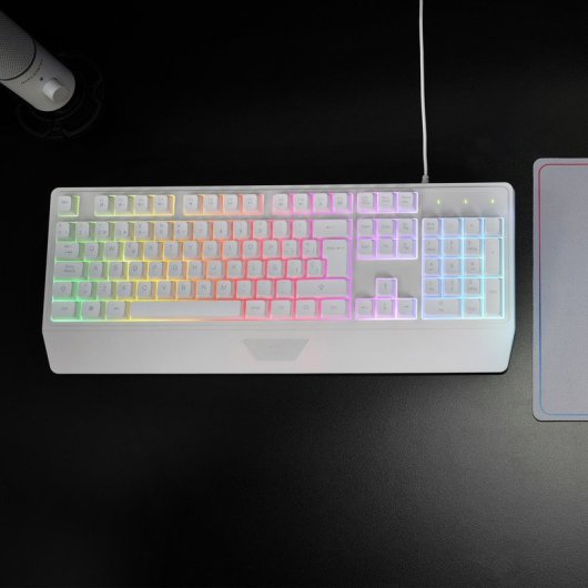 Mars Gaming Mk124 Teclado Ergonómico H-Mech FRGB Reposamuñecas Antighosting Francés Blanco