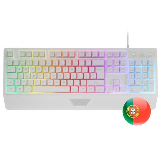 Mars Gaming Mk124 Teclado Ergonómico H-Mech FRGB com Apoio de Pulsos e Antighosting Branco (PT)