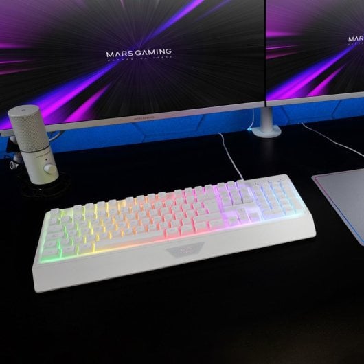 Mars Gaming Mk124 Teclado Ergonómico H-Mech FRGB com Apoio de Pulsos e Antighosting Branco (PT)