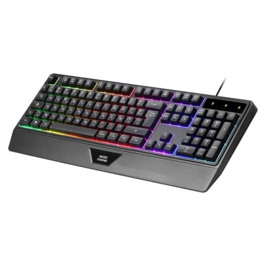 Mars Gaming MK124 Teclado Ergonómico H-Mech FRGB Reposamuñecas Antighosting Francés Negro