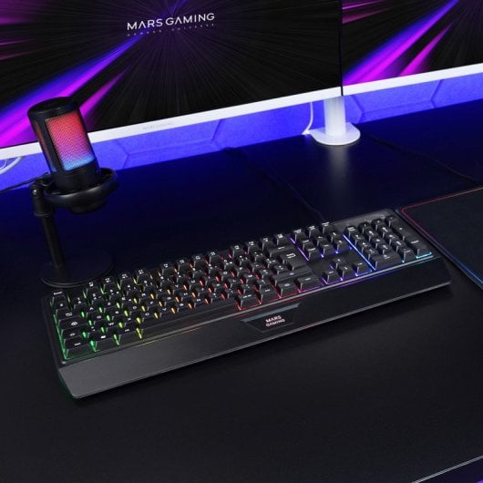 Mars Gaming MK124 Teclado Ergonómico H-Mech FRGB Reposamuñecas Antighosting Francés Negro