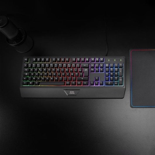 Mars Gaming MK124 Teclado Ergonómico H-Mech FRGB Reposamuñecas Antighosting Francés Negro