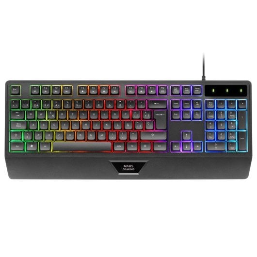 Mars Gaming MK124 Ergonomische Tastatur, H-Mech, FRGB, Handballenauflage, Antighosting, Spanisch, Schwarz
