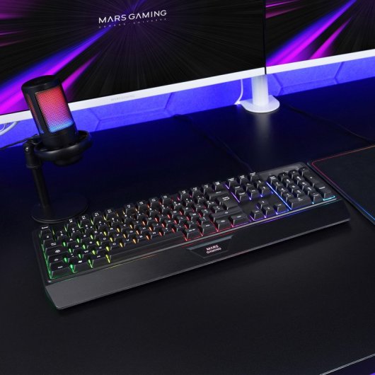 Mars Gaming Mk124 Teclado Ergonómico H-Mech FRGB com Apoio de Pulsos e Antighosting Preto (PT)