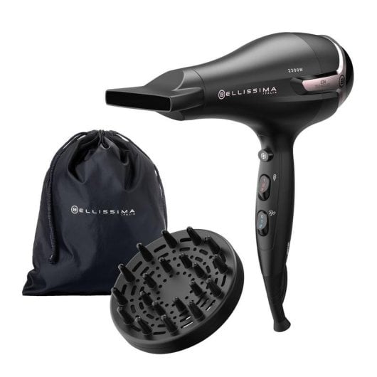 Sèche-cheveux Ionique avec Diffuseur Bellissima K9 2500 2300W 3 Températures 2 Vitesses Accessoires Noir Rose