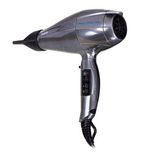 Professioneller Ionen Föhn BaByliss Pro Digital 2200W 3 Temperaturstufen 2 Geschwindigkeiten Zubehör Silber