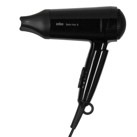 Secador de Cabelo Dobrável Iónico de Viagem Braun Satin Hair 3 HD350 1600W 2 Temperaturas Preto