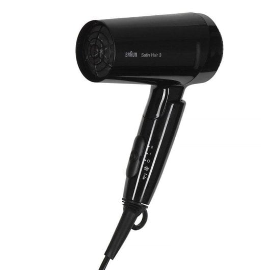 Secador de Cabelo Dobrável Iónico de Viagem Braun Satin Hair 3 HD350 1600W 2 Temperaturas Preto