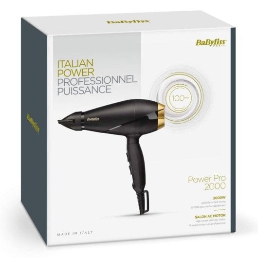 Phon Professionale BaByliss 6704E 2000W 2 Temperature 2 Velocità AC Speed Pro Nero Oro