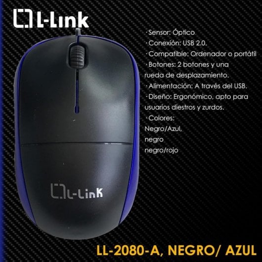 L-Link LL-2080-A Maus Büro Beidhändig USB Typ-A Optisch