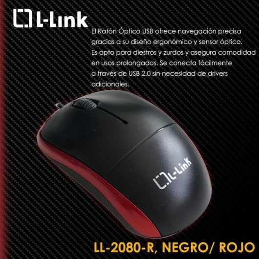 L-Link LL-2080-R Rato USB Preto/Vermelho