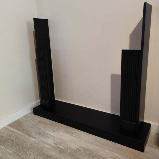 Lareira Elétrica Sined Caldera Moldura MDF Preto Chão Decorativa