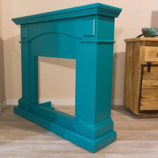 Cheminée Électrique Sined Cetona Cadre MDF Sol Bleu Turquoise