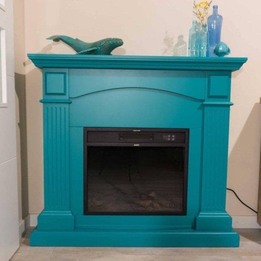 Cheminée Électrique Sined Cetona Cadre MDF Sol Bleu Turquoise