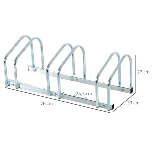 Homcom Aparcamiento Para 3 Bicicletas Soporte Para Aparcar Bicicleta 76x33x27cm