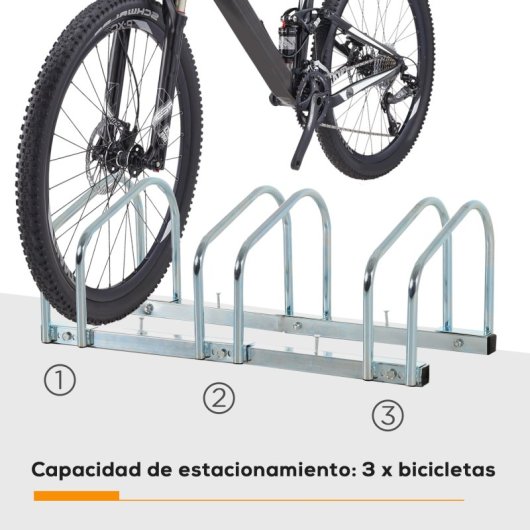 Homcom Aparcamiento Para 3 Bicicletas Soporte Para Aparcar Bicicleta 76x33x27cm