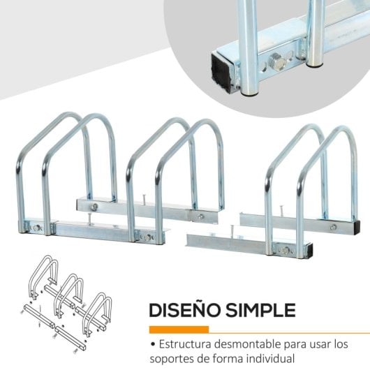 Homcom Aparcamiento Para 3 Bicicletas Soporte Para Aparcar Bicicleta 76x33x27cm