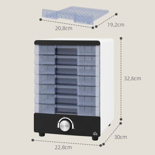 Homcom Deshidratador De Alimentos 350w Con 7 Bandejas Temperatura Ajustable