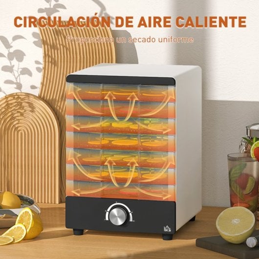 Homcom Deshidratador De Alimentos 350w Con 7 Bandejas Temperatura Ajustable