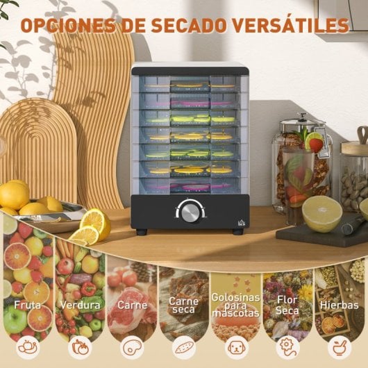 Homcom Deshidratador De Alimentos 350w Con 7 Bandejas Temperatura Ajustable