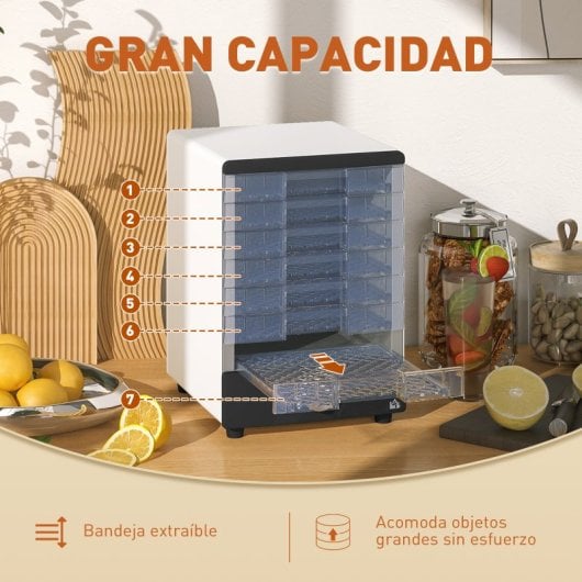 Homcom Deshidratador De Alimentos 350w Con 7 Bandejas Temperatura Ajustable