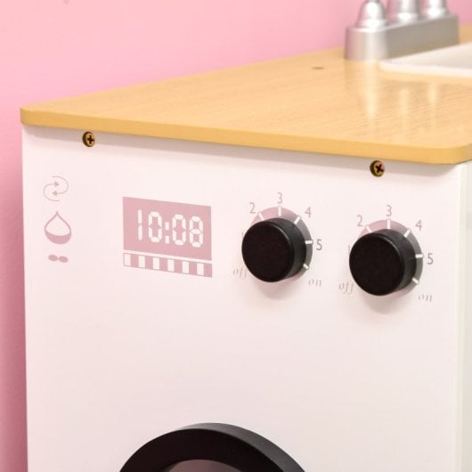 Homcom Cocina De Juguete De Madera Para Niños +3 Años Con Luz Sonidos