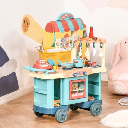 Homcom Cozinha de Brincar Multicolorida 79,5x33x90,5cm 3-6 Anos 