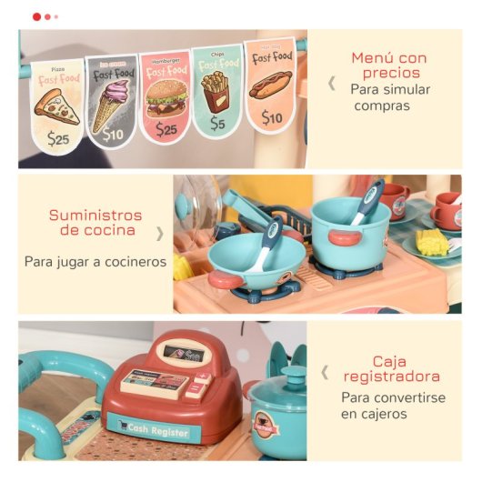Homcom Cozinha de Brincar Multicolorida 79,5x33x90,5cm 3-6 Anos 