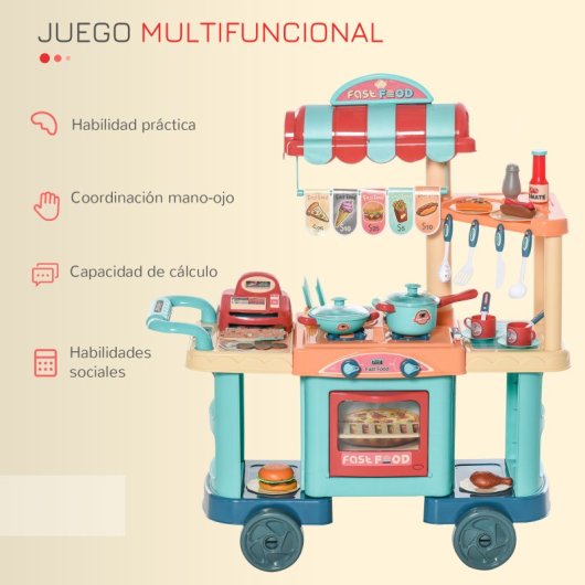 Homcom Cozinha de Brincar Multicolorida 79,5x33x90,5cm 3-6 Anos 