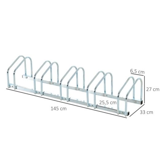 Homcom Aparcamiento Para 5 Bicicletas Soporte Para Aparcar Bicicleta 145x33x27cm