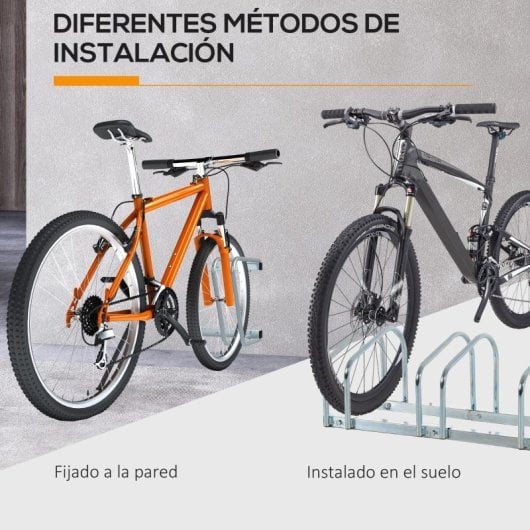 Homcom Aparcamiento Para 5 Bicicletas Soporte Para Aparcar Bicicleta 145x33x27cm