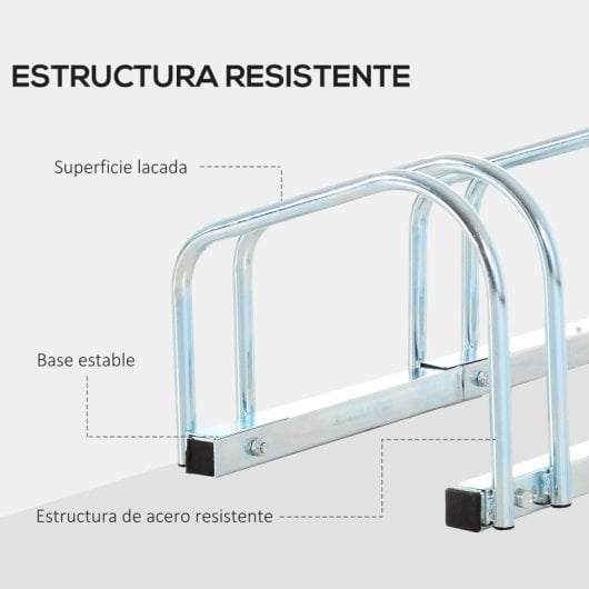 Homcom Aparcamiento Para 5 Bicicletas Soporte Para Aparcar Bicicleta 145x33x27cm