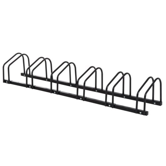 Homcom Aparcamiento Para 6 Bicicletas Soporte De Acero 179x33x27 Cm Negro