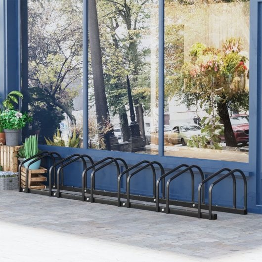 Homcom Aparcamiento Para 6 Bicicletas Soporte De Acero 179x33x27 Cm Negro