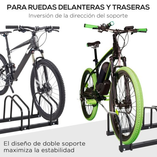 Homcom Aparcamiento Para 6 Bicicletas Soporte De Acero 179x33x27 Cm Negro