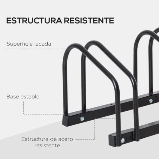 Homcom Aparcamiento Para 6 Bicicletas Soporte De Acero 179x33x27 Cm Negro
