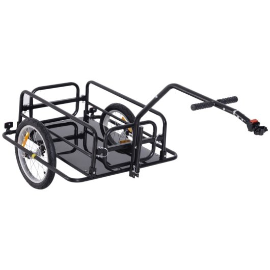 Homcom Remolque De Carga Para Bicicleta Con 2 Ruedas 155x71,5x77 Cm Negro