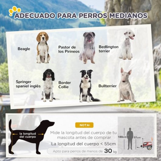 Pawhut Reboque De Bicicleta Para Cães Com Engate Cobertura Enrolável Vermelho