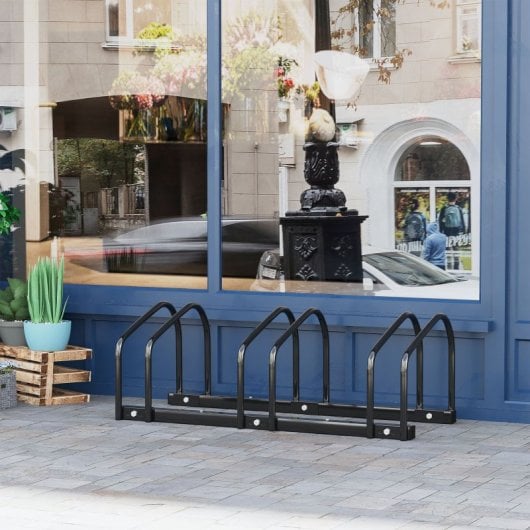 Homcom Aparcamiento Para 3 Bicicletas Soporte De Acero 76x33x27 Cm Negro