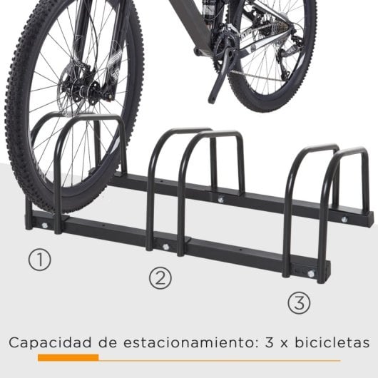 Homcom Aparcamiento Para 3 Bicicletas Soporte De Acero 76x33x27 Cm Negro