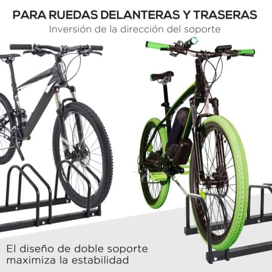 Homcom Aparcamiento Para 3 Bicicletas Soporte De Acero 76x33x27 Cm Negro