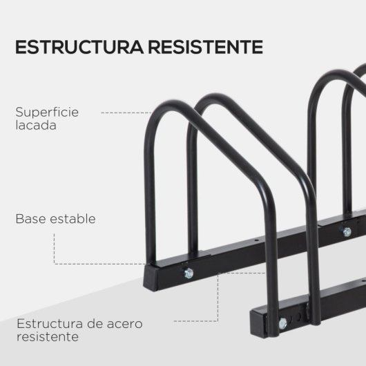 Homcom Aparcamiento Para 3 Bicicletas Soporte De Acero 76x33x27 Cm Negro