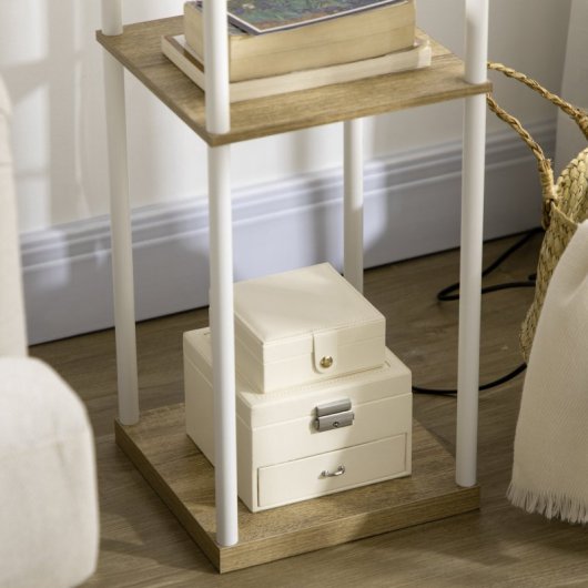 Homcom Lámpara De Pie Moderna Con Estantes Casquillo E27 Max. 40w 26x26x159 Cm