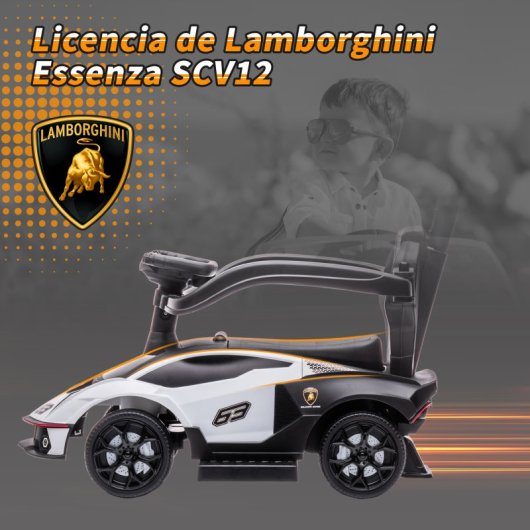 Aiyaplay 2-em-1 Carrinho de Passeio Lamborghini Branco 12-36 Meses