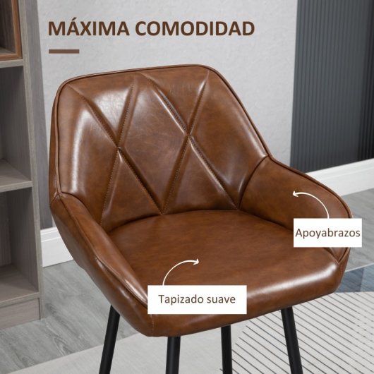 Homcom 835-777V00BN Conjunto de 2 Bancos Altos com Estofos PU 50x47,5x102,5cm