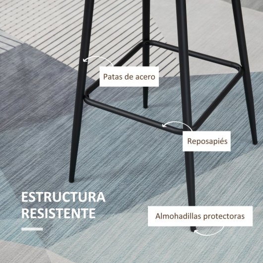 Homcom 835-777V00BN Conjunto de 2 Bancos Altos com Estofos PU 50x47,5x102,5cm