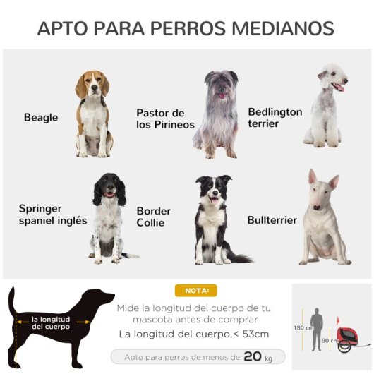 Pawhut Remolque Bicicleta Perro Mascota Bandera Reflectores Barra De Tracción